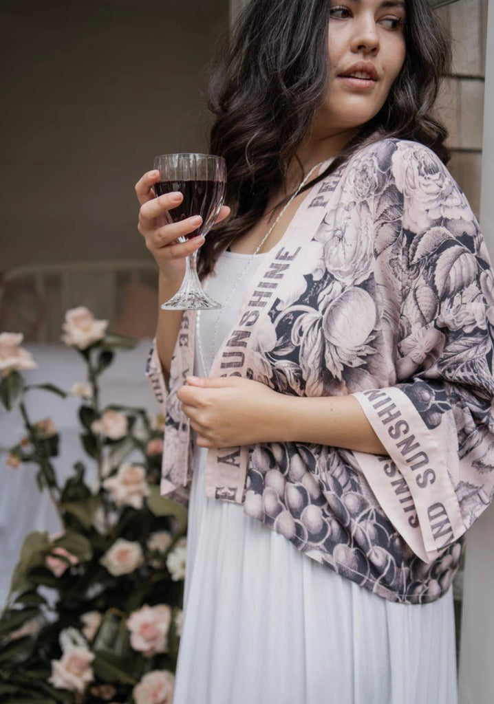 Peace Wine Sunshine Short Cardigan Kimono