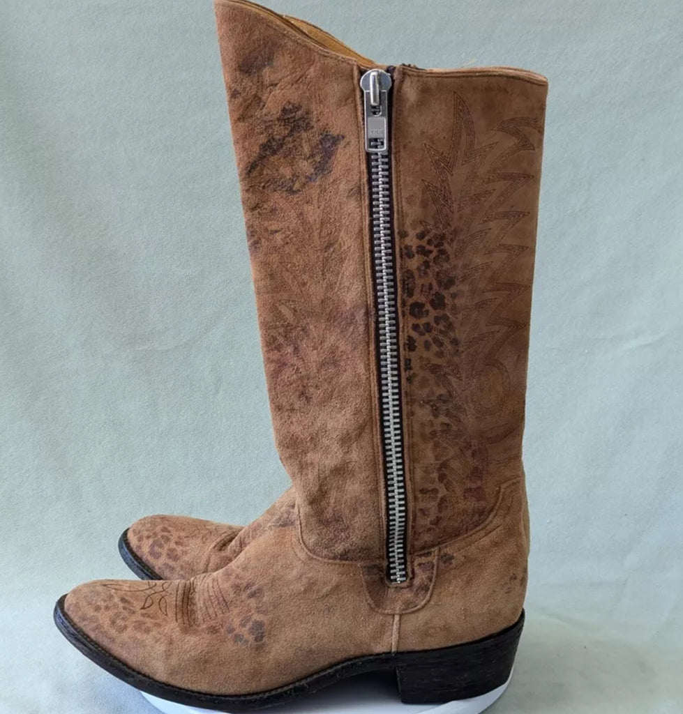 Old Gringo Leopardito Double Zipper Razz Boots 9