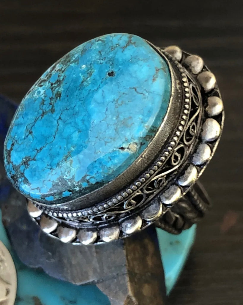 Bisbee Blue Turquoise Ring Sz 8