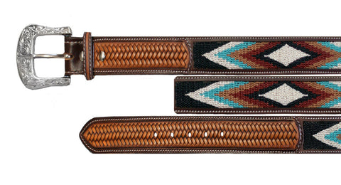 Southwestern Design Beaded Leather Belt