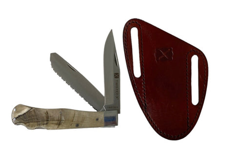 Twisted X Horn Handle Folding Knife Sheath 2 Blades