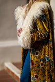 Penny Mustard Velvet Coat Faux Fur XL