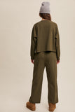 V-Neck Olive Sweatshirt and Pants Set