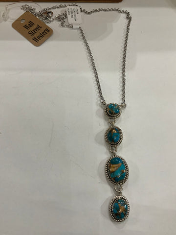 4 Spiny Turquoise Drop Necklace Sterling
