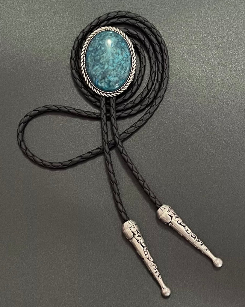 Authentic Blue Agate Bolo Tie