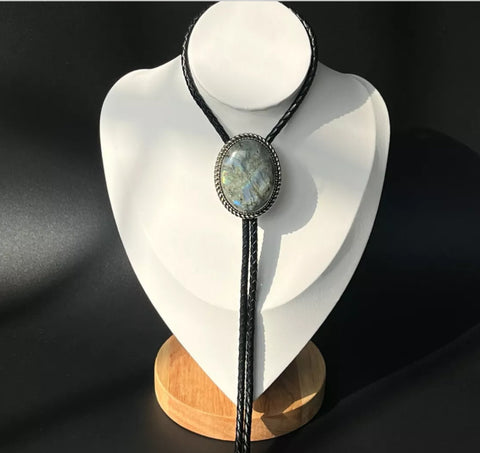 Iridescent Labradorite Bolo Tie