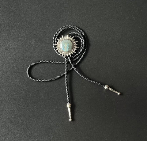 Labradorite Silver Sun Bolo Tie