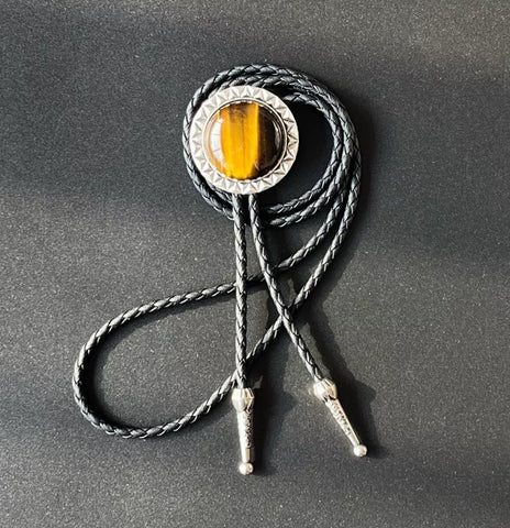 Round Tiger’s Eye Bolo Tie