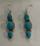 3 Stone Kingman Turquoise Earrings