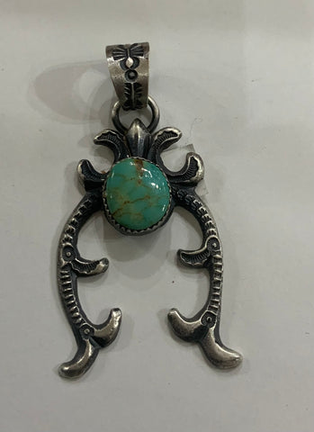 Navajo Detailed Kingman Turquoise Pendant