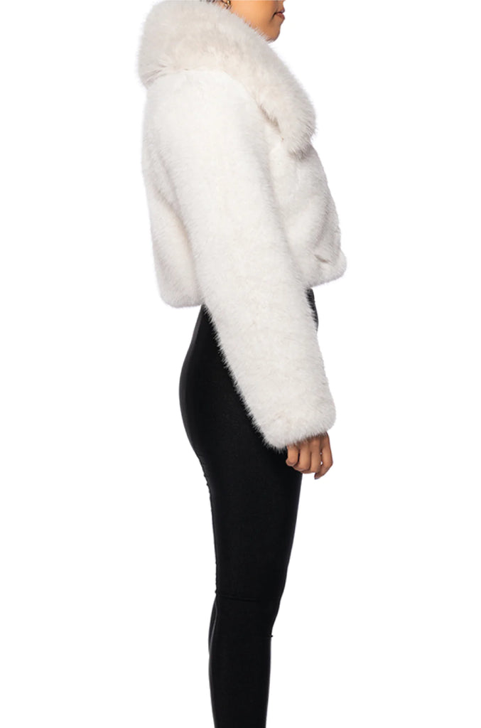 WHITE FAUX FUR JACKET