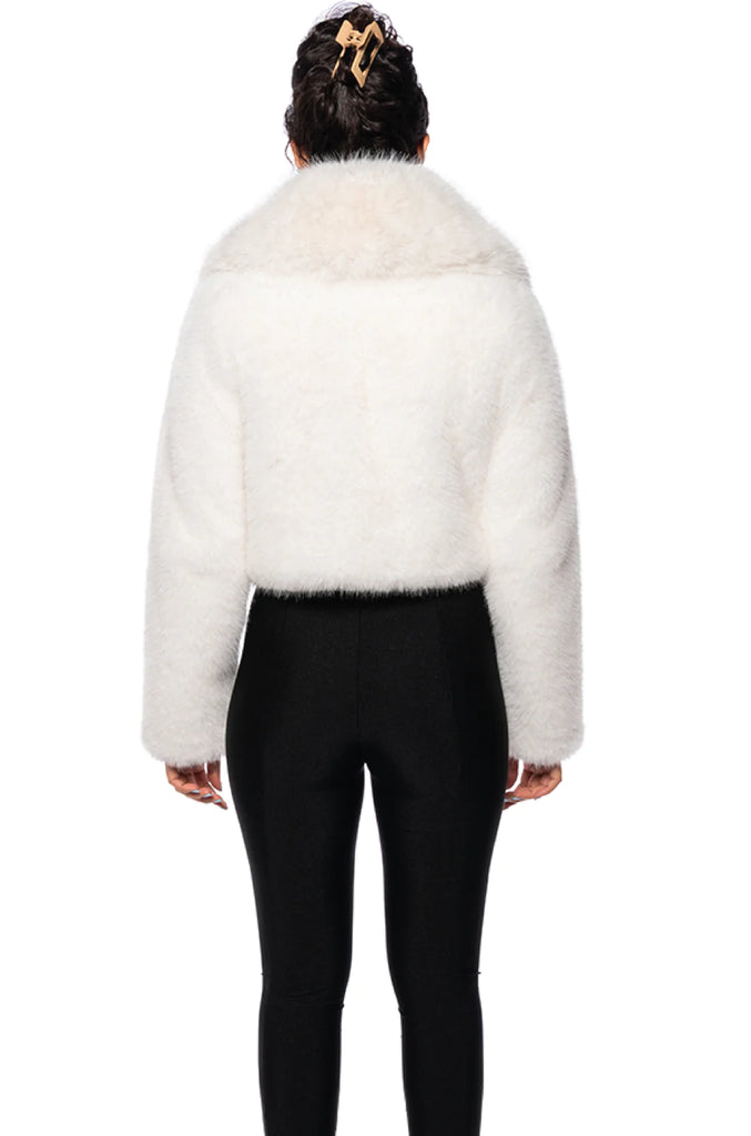 WHITE FAUX FUR JACKET