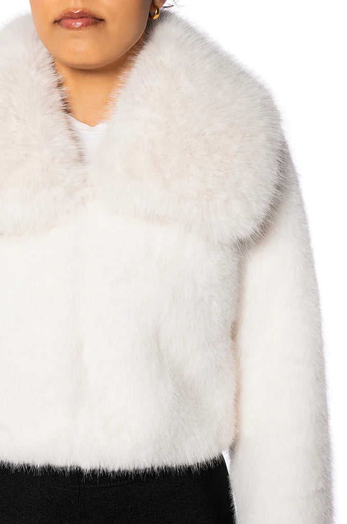 WHITE FAUX FUR JACKET