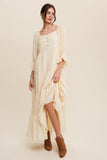 Boho Flowy Button Front Tiered Maxi Dress
