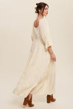 Boho Flowy Button Front Tiered Maxi Dress