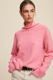 Light Weight Soft Touch Raw Edge Mock Neck Sweater