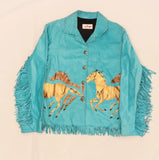 Vintage Custom Hand painted Turquoise Jacket