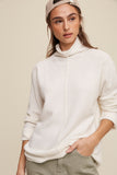 Light Weight Soft Touch Raw Edge Mock Neck Sweater