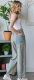 Vintage Denim Wash Striped Baggy Jean Pants