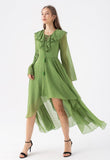 Chiffon Green Gold Specked Dress