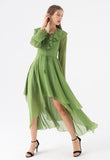 Chiffon Green Gold Specked Dress