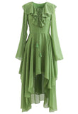 Chiffon Green Gold Specked Dress