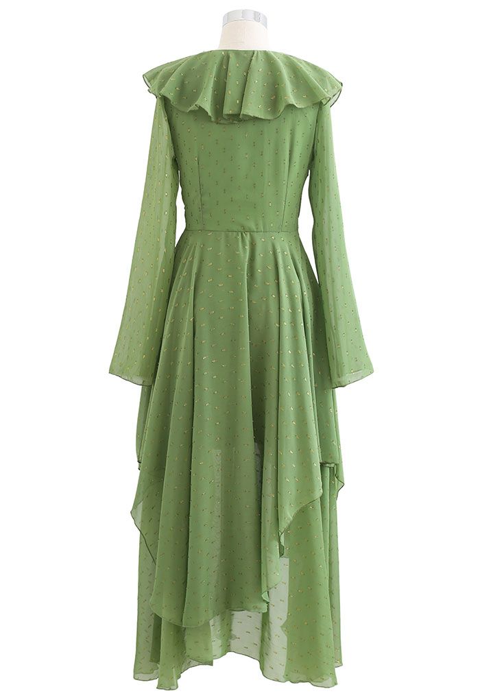 Chiffon Green Gold Specked Dress