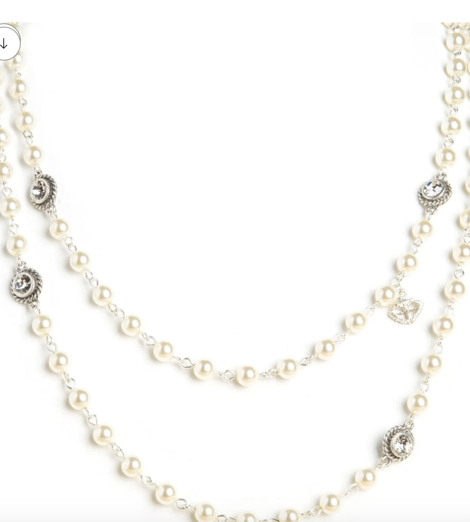 Pearl Wrap Necklace Silver