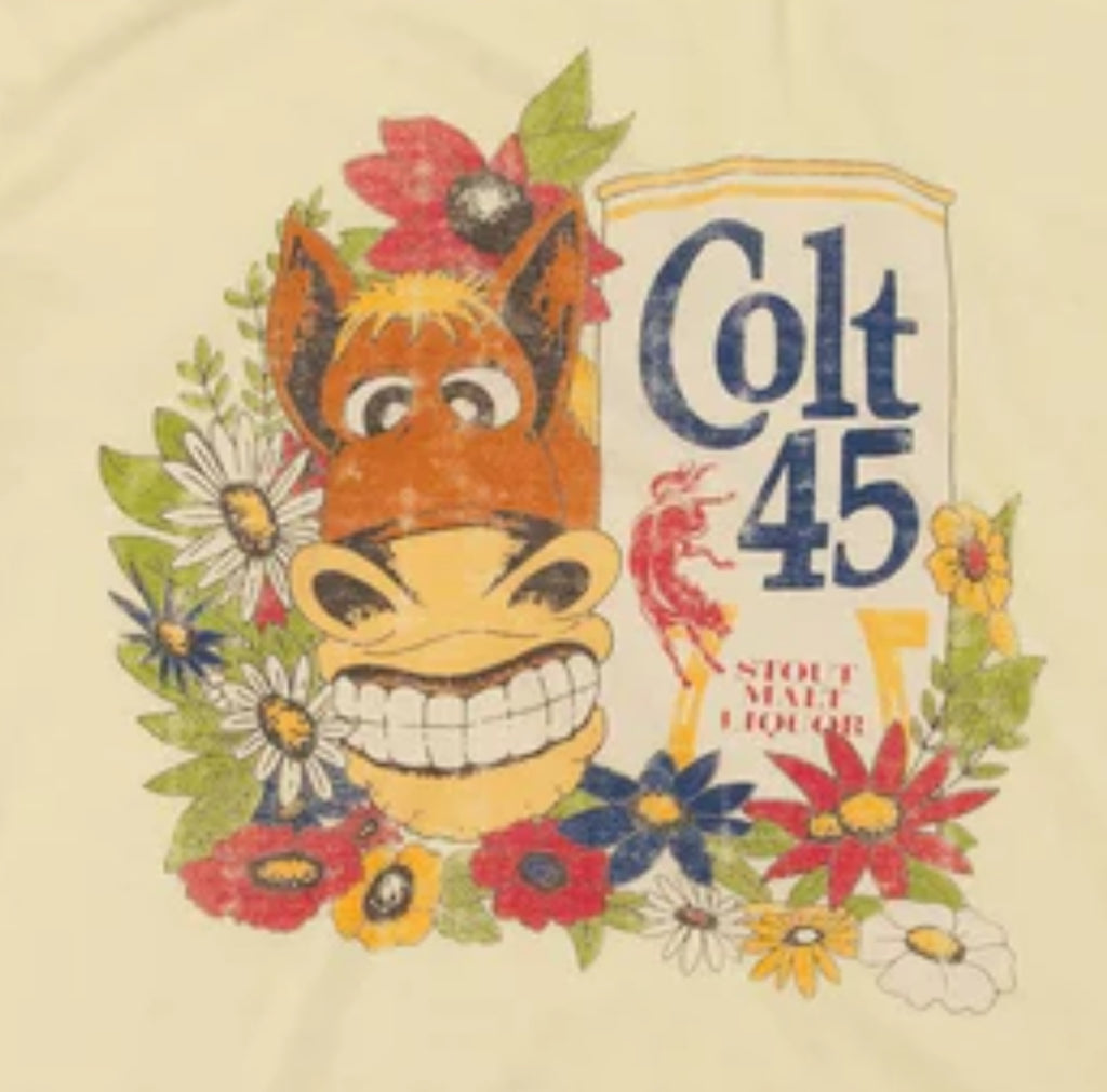 Colt 45 T-Shirt Flowers Cartoon Horse