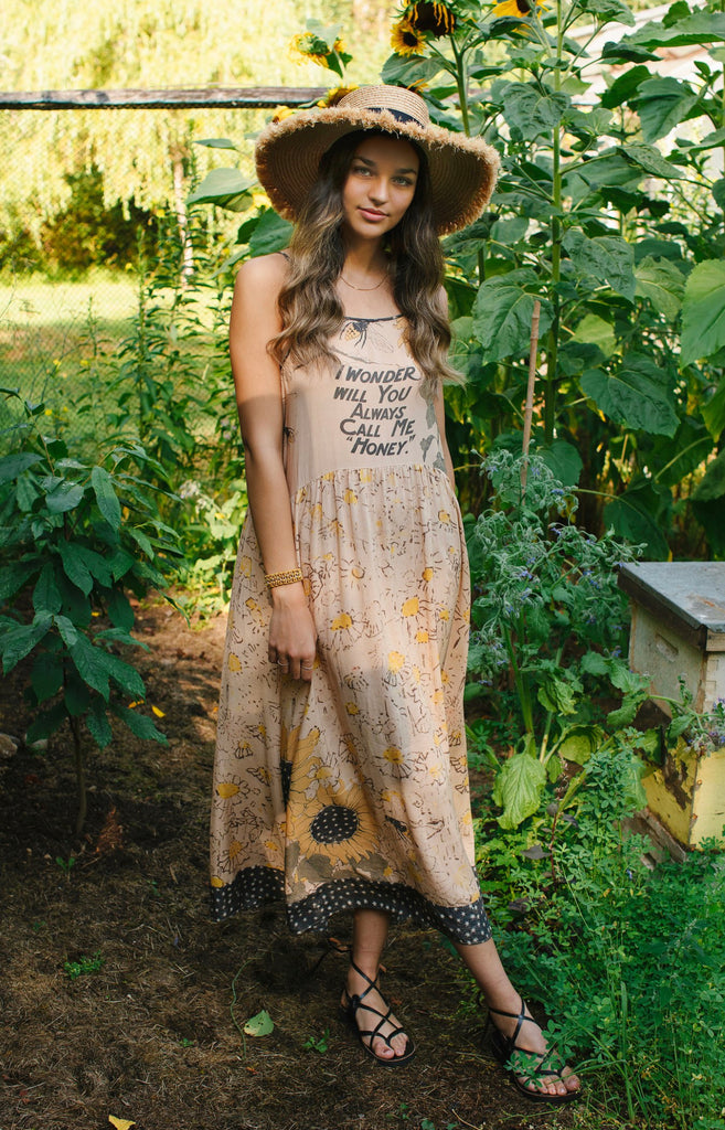 Milk & Honey Bohéme Slip Dress Bees Sunflowers