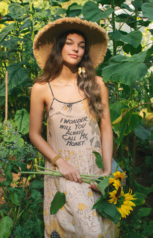 Milk & Honey Bohéme Slip Dress Bees Sunflowers