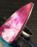 Vintage Native American Fuchsia Pink Turquoise Ring 7.5
