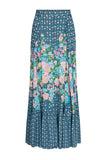 Cornflower Blue Yellow Rose Maxi Skirt