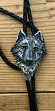 Wolf Head Bolo Tie with Highlights