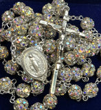 Sterling AB Swarovski Rondelle Crystal Rosary