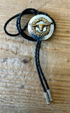 Hammered Silver Gold Longhorn Brands Bolo Tie