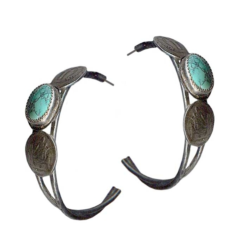Rosary Coin Hoop Earrings