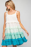 Flowy Sundress  Ocean Aqua White