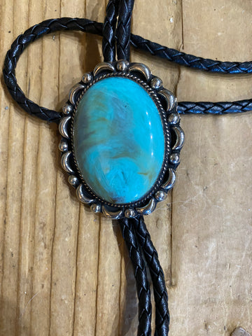 Large Turquoise with Matrix Oval Bolo Tie