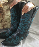 Thora Teal Stritched Boots 8/5 Like New!