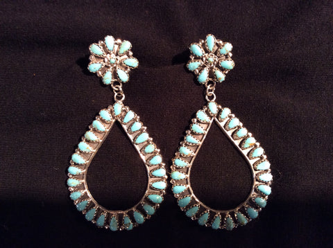 Navajo Handmade Turquoise Wally Earring