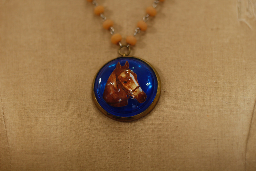 Antique Horse Bridle Rosette Necklace
