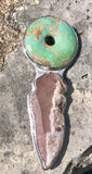 Vintage Sterling Turquoise Arrowhead Pendant Pin