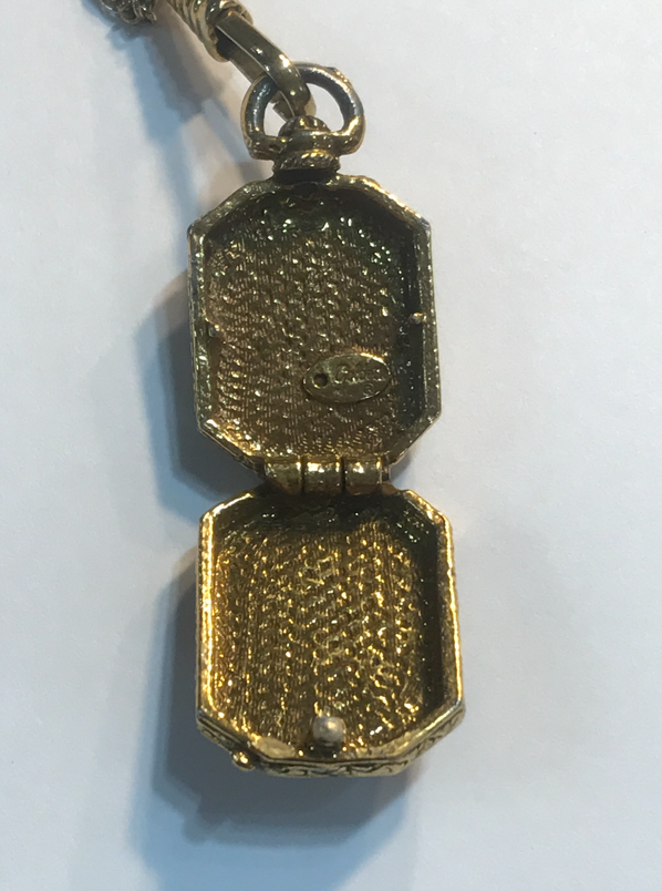 Vintage Signed Gold Locket Necklace