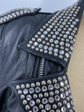 LA Roxx Leather Jacket w/ Studs & Swarovski Crystals