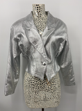 Lillie Rubin Leather Metallic Silver Jacket