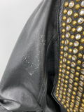 LA Roxx Black Leather Jacket with Gold Studs - Large