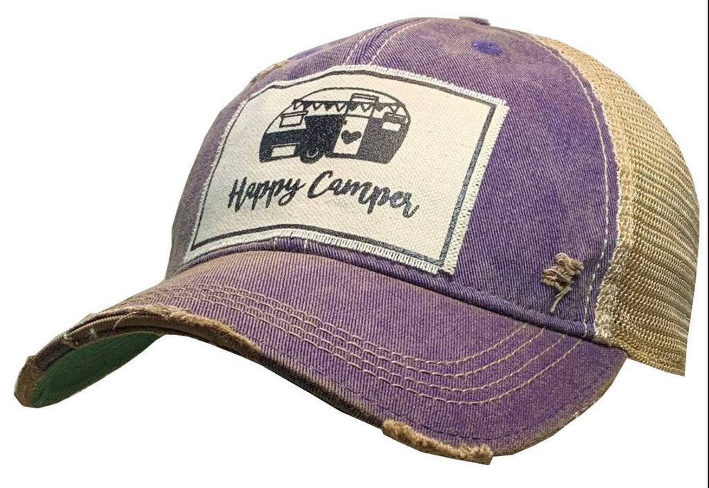Happy Camper Distressed Trucker Cap