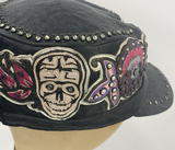 Black Leather Kippy's Skull Cap