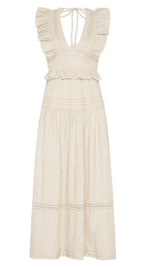 Lola Frill Maxi Dress - Biscuit